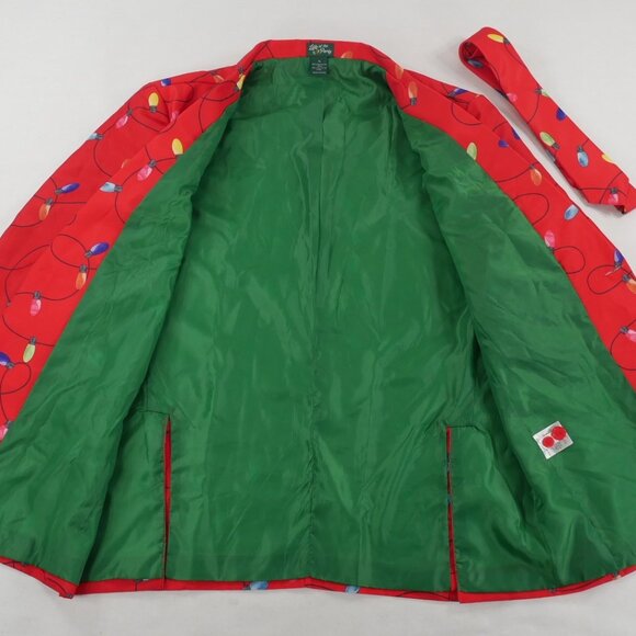 Life of the Party Red Blazer & Pants Christmas Suit Xmas Lights Men's X Large - Picture 4 of 14